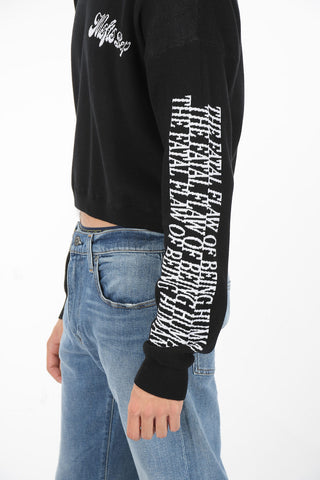 Crewneck PORTRAIT Sweater with THE FATAL FLAW OF BEING HUMAN Embroidery