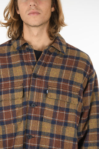 MADE & CRAFTED Flanel Cotton Quilted Overshirt in Buffalo Check Motif