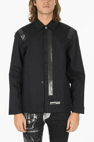 Overshirt con Bande Laterali Logate e Bottoni Automatici