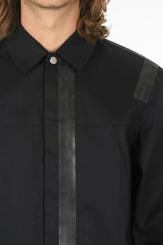 Overshirt con Bande Laterali Logate e Bottoni Automatici