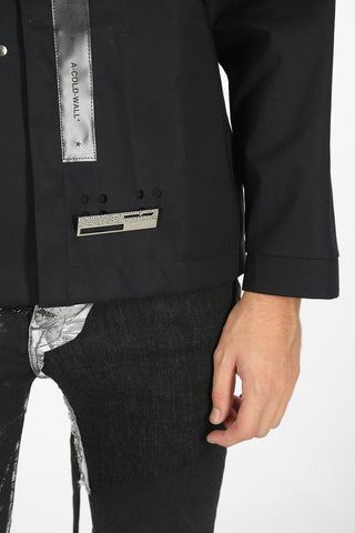 Overshirt con Bande Laterali Logate e Bottoni Automatici