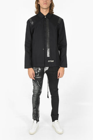 Overshirt con Bande Laterali Logate e Bottoni Automatici