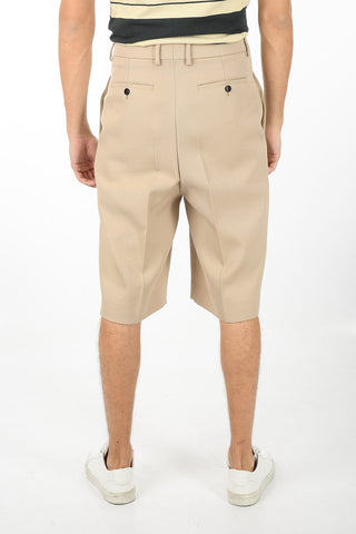 double-pleat virgin wool shorts