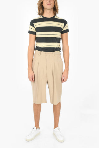 double-pleat virgin wool shorts