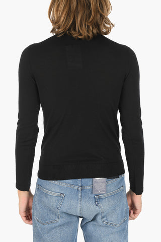 Virgin Wool Turtle-neck Sweater with Embroidered Lettering Logo