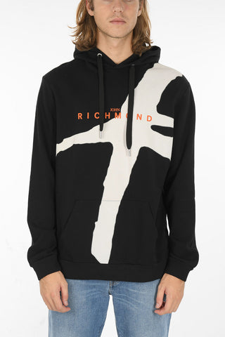 Lettering Logoed ANIGENIX Hooded Sweatshirt with Maxi Print