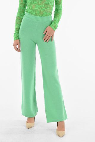 Knit Cashmere Blend Flared Pants with High waist
