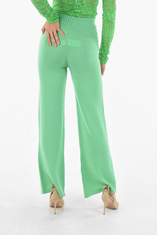 Knit Cashmere Blend Flared Pants with High waist