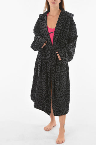 HOME animal patterned hooded bathrobe
