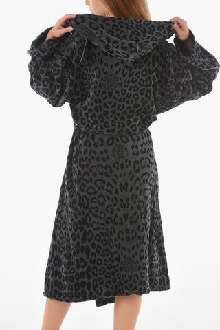 HOME animal patterned hooded bathrobe