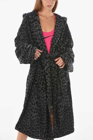 HOME animal patterned hooded bathrobe