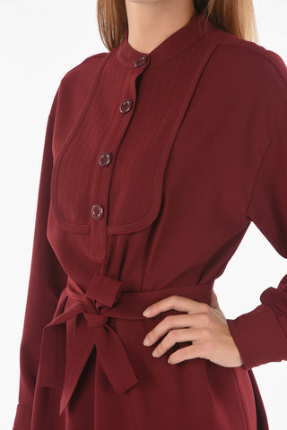 SEE BY Mandarin Collar Shirt Dress with Belt