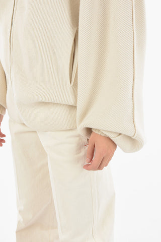 Cashmere Blend Zip-up Hooded Sweater with Batwing Sleeves