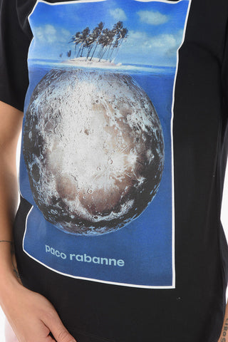 Crew Neck MOON ISLAND Printed T-Shirt