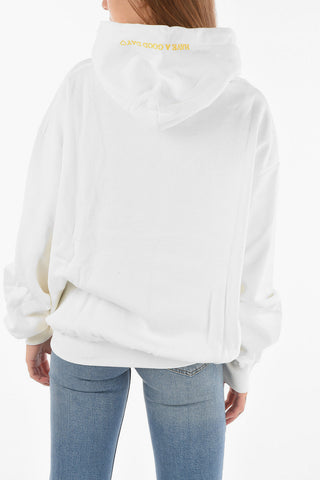 Felpa Oversized in Cotone GOOD FOR YOU con Ricami e Cappuccio
