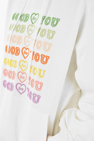 Felpa Oversized in Cotone GOOD FOR YOU con Ricami e Cappuccio
