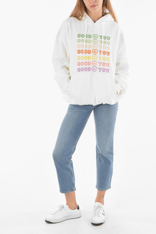 Felpa Oversized in Cotone GOOD FOR YOU con Ricami e Cappuccio
