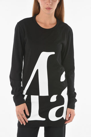  MM1 Contrasting Printed Long Sleeve Maxi T-shirt 