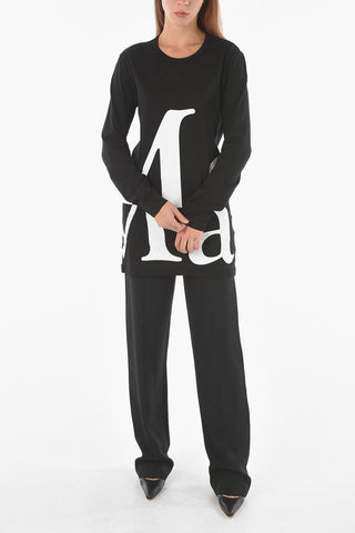  MM1 Contrasting Printed Long Sleeve Maxi T-shirt 