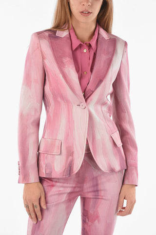 COUTURE! Painting Printed Lined Blazer with Peak Lapel