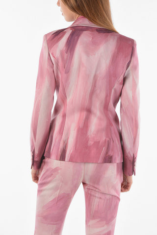 COUTURE! Painting Printed Lined Blazer with Peak Lapel
