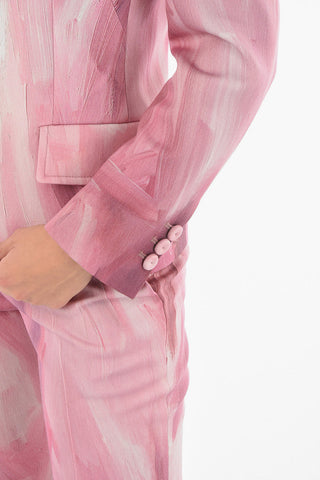 COUTURE! Painting Printed Lined Blazer with Peak Lapel