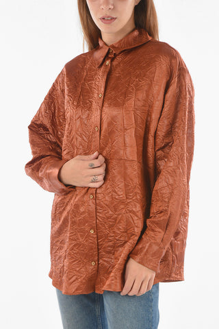 Crackle Effect Fabric BURNT Oversize Shirt