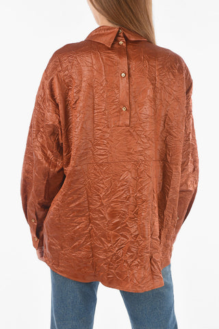 Crackle Effect Fabric BURNT Oversize Shirt