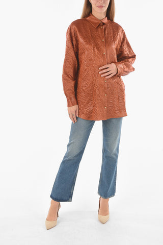 Crackle Effect Fabric BURNT Oversize Shirt