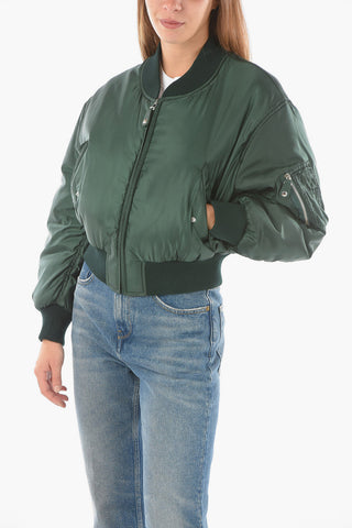 Padded VIVA Cropped Bomber with Ribbed Hems