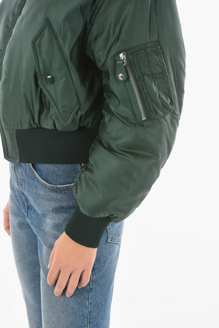 Padded VIVA Cropped Bomber with Ribbed Hems