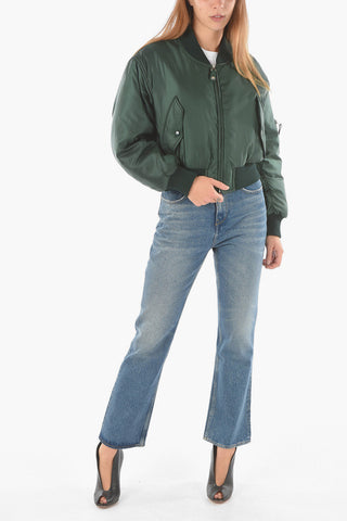 Padded VIVA Cropped Bomber with Ribbed Hems
