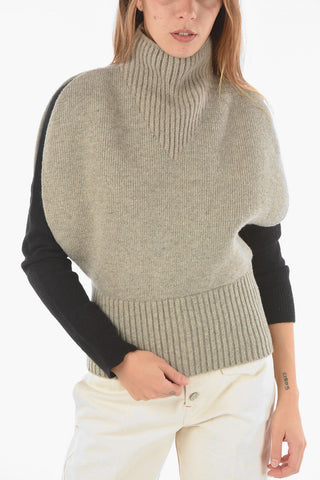 Turtleneck Sleeveless Wool Pullover