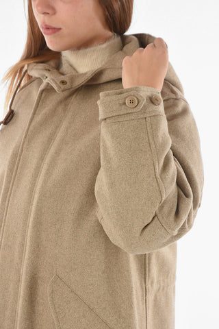 Parka Trapuntato in Lana con Cappuccio