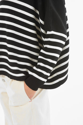Pullover a Righe Balanced in Cotone con Collo a Barca