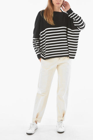Pullover a Righe Balanced in Cotone con Collo a Barca
