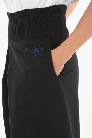 Wool Single-pleated Balloon Pants with Embroidered Logo