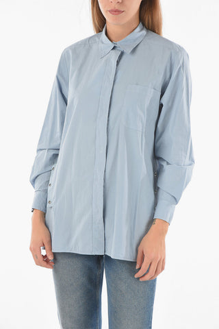 Standard Collar Front Draped Cotton Shirt