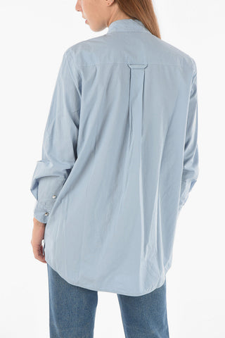 Standard Collar Front Draped Cotton Shirt