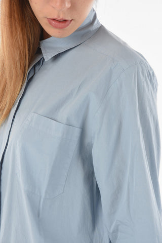 Standard Collar Front Draped Cotton Shirt