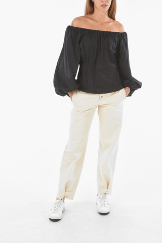 Blusa a Maniche Lunghe Con Scollo A Barca