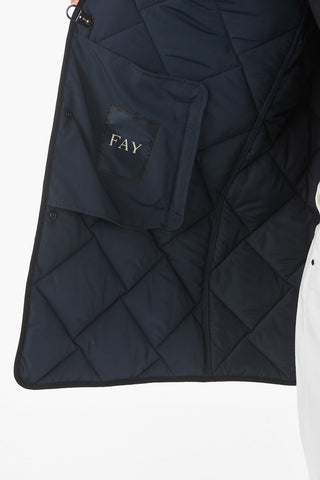 Cappotto Trapuntato con Colletto in Velour a Coste
