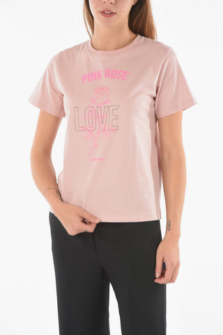 Crew Neck PINK ROSE Cotton T-Shirt