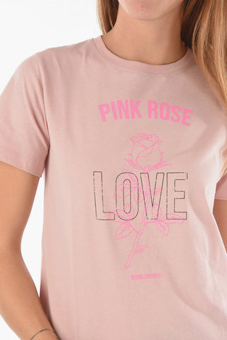 Crew Neck PINK ROSE Cotton T-Shirt