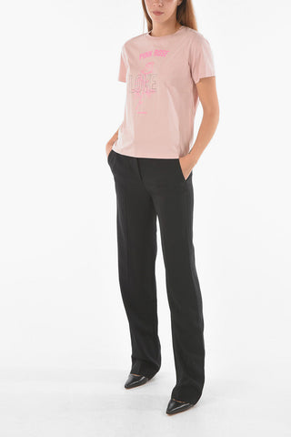 Crew Neck PINK ROSE Cotton T-Shirt