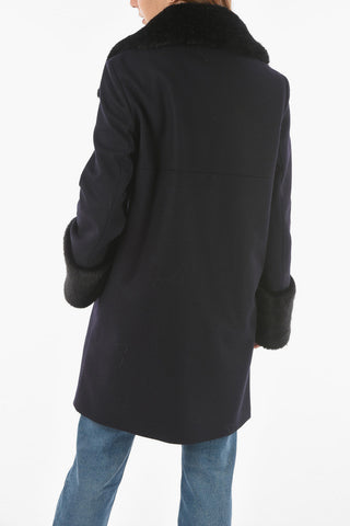 Cappotto in Misto Lana Vergine con Colletto in Ecopelliccia
