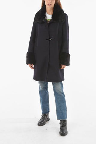 Cappotto in Misto Lana Vergine con Colletto in Ecopelliccia