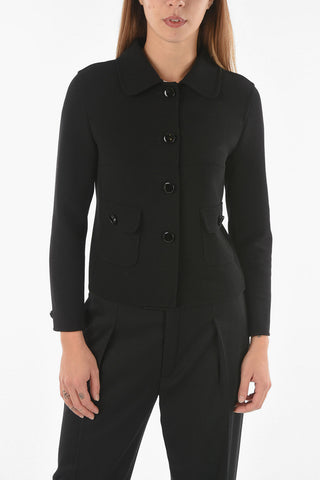 Stretchy Virgin Wool JACKY Overshirt with Logoed Buttons