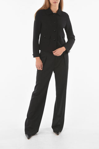 Stretchy Virgin Wool JACKY Overshirt with Logoed Buttons