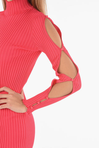 Vestito Midi a Costine DANCER con Maniche Abbottonate